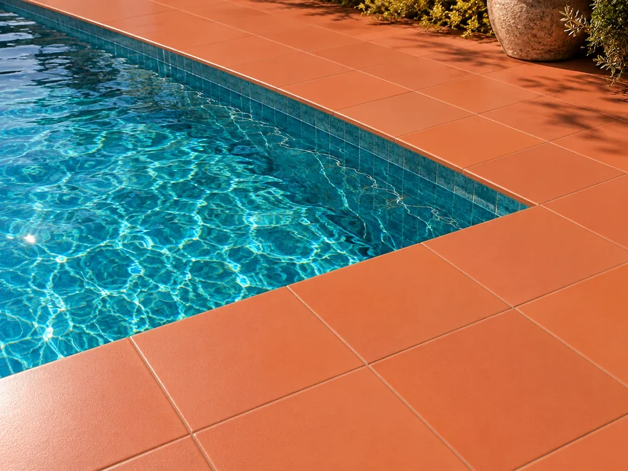 Terracotta Red Polished in a room