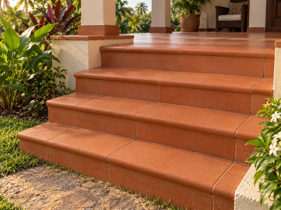 Terracotta Steps Bullnose, Light Red in a room