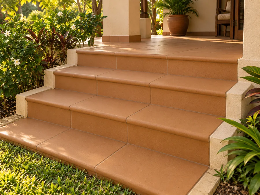 Terracotta Steps Bullnose, Cappuccino in a room