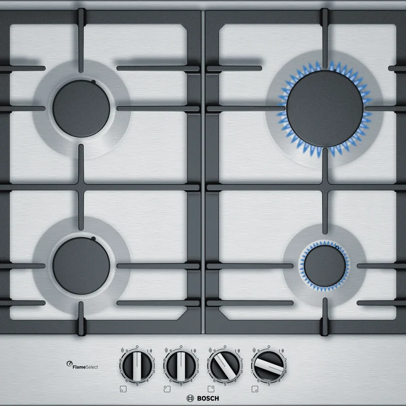 Gas Hob 60 cm, 4 Burners, Steel