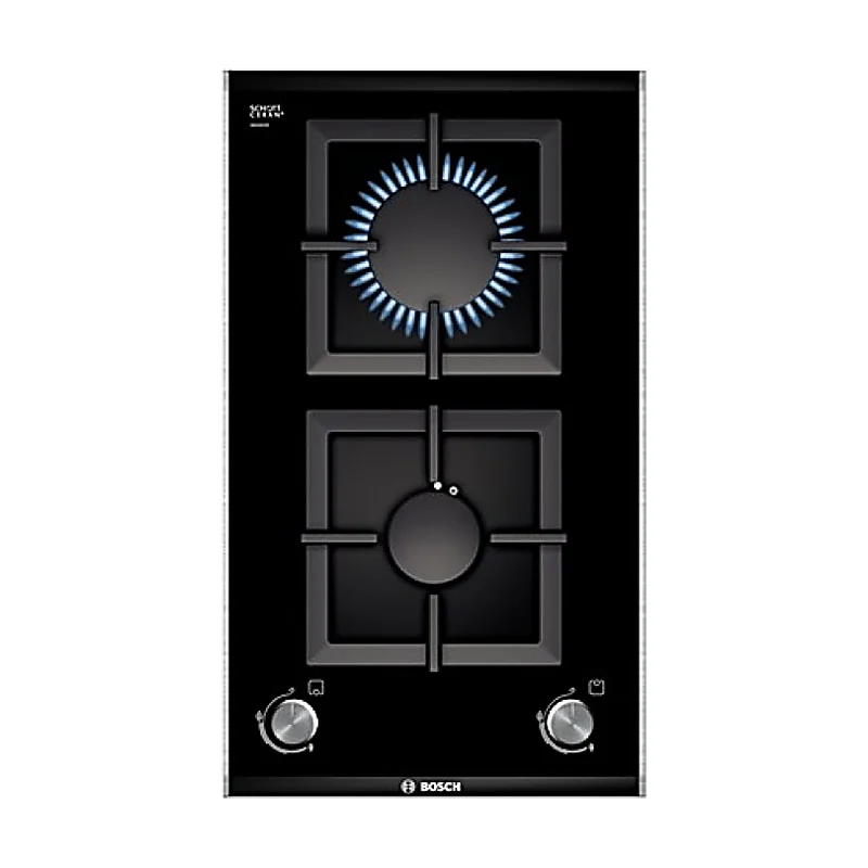 Domino Gas Hob 30 cm, 2 Burners, Black Glass