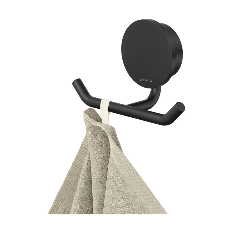 Opal Double Towel Hook, Black