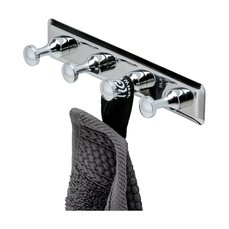 Hotel Coat Hook, 4 Hooks, Chrome