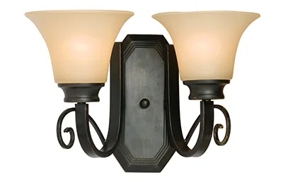 Double wall sconce, amber glass