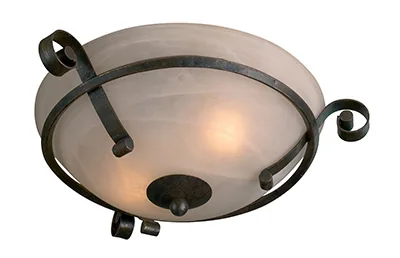 Flush ceiling light, alabaster bowl scroll