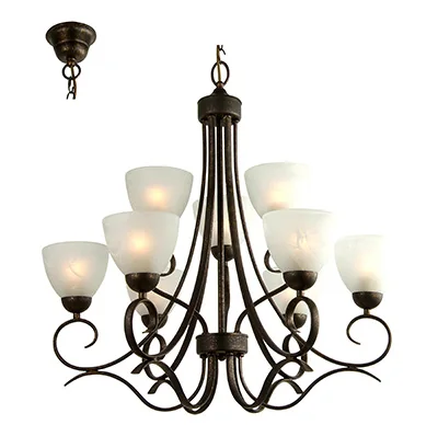 Two-tier chandelier, white glass