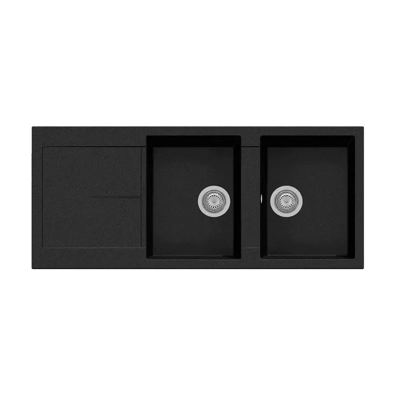 Infinity 116 Double Bowl Sink, Matt Black