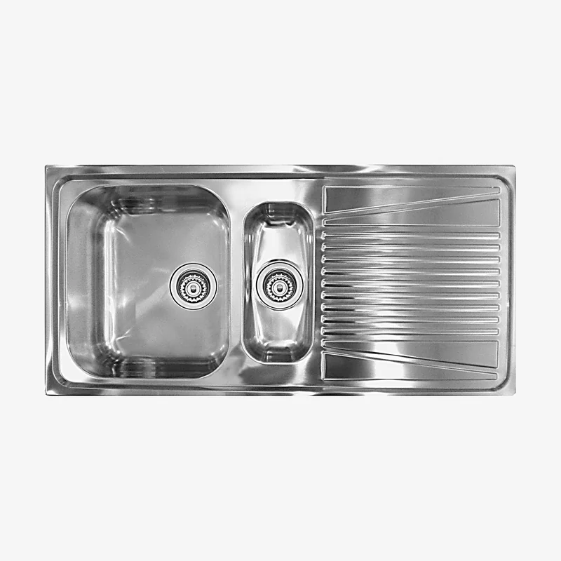 Olympus 100 Sink with Drainer, Polished Steel