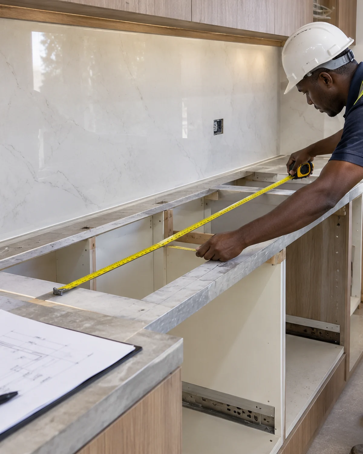 Measuring a kitchen for a stone top