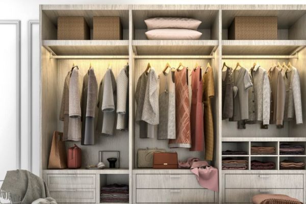 Gray shelves wardrobe