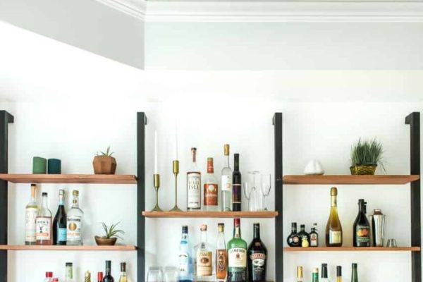 Modern wall cabinet with liquors