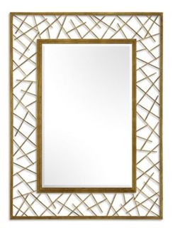 Rectangular mirror with brown frames